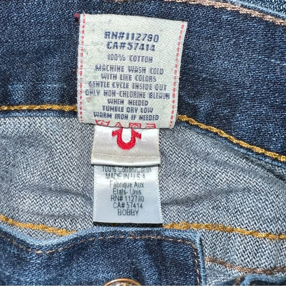 True Religion Men’s Bobby Jeans Size 36 Distressed RN#112790 Baggy Button Fly